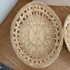 Vintage Handwoven Wicker Basket Oval Brown Bread Fruit Bowl Set Of 3 C11