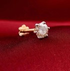 Women s 4mm Simulated Diamond Nose Pin Screw Piercing 14k Yellow Gold Plated