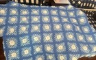 Vintage Granny Square Afghan Crochet Handmade Blanket Throw 3d Flowers 70x46