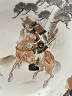 Antique Satsuma Large 9 5    Bowl With Stand Warrior Soldier Horse Signed