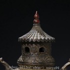 9 4   Chinese Ancient Bronze Double Elephant Ear Incense Burner Censer