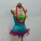 Vintage Film Costume 1960s 70s Sequin   Satin Showgirl Bodysuit Xxs