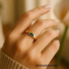 Lab Created Emerald Ring 925 Sterling Silver Gold Plated Oval Band Ring