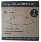 Geekdigg 2 Pack Tempered Glass Corner Shower Shelf Caddie Space Aluminum Bracket
