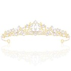 Curasa Gold Crystal Wedding Tiara For Women Gold Princess Crown For Bridal Birth