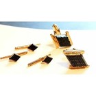 Black Shirt Studs Cuff Links Vintage Gift For Him Glass Gold-tone Wedding Cl-