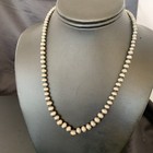 Native American Navajo Pearls Graduated Sterling Silver Bead Necklace 18  10884