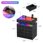 Gurexl Night Stand With Rgb Led Light  Nightstand Tempered Glass And Sliding Top