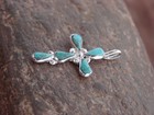 Native American Sterling Silver Turquoise Cross Pendant - Vacit
