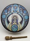 Vintage Northwest Coast Indian Chief Haida Hand Drum Signed Clarence A  Wells