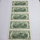 New Uncirculated Two Dollar Bills Series 2017a  2  Sequential Notes  Lot Of 5