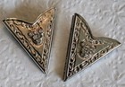 Vintage Silver Tone Triangular Collar Clips W screw Back Pins   Rhinestones 
