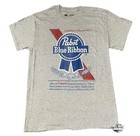 New Pabst Blue Ribbon Beer Mens Gray Pbr Vintage Classic T-shirt