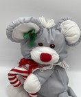 Vintage 1987 Puffalump Fisher Price Gray Mouse Plush Christmas Candy Cane