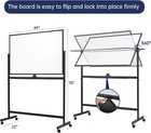 Large Rolling Whiteboard - Dry Erase Magnetic 48 X 32 Inches White Board Height