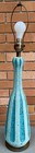 Vintage 50s Tye Pottery Lamp Turquoise Gold Mid Century Modern Atomic Era Light