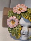 Italy Handmade Ceramic Bacchus Face Wall Mask W  Flowers   Fruit Majolica  a 