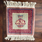 Vintage Hand Hooked Rug Primitive Folk Art Flower Urn 18  Square Wall Hanging