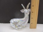 Vintage White Blown Glass Iridescent Antelope Deer Figurine