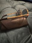 Gold Oval 90s Vintage Sunglasses  Grey Lens Metal Frame Made In Japan