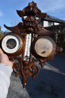 Rare Antique French Wood Carved Barometer Weather Station Mythological Dragon