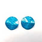 Vintage Textured Wavy Blue Stud Earrings  Round  Ocean Reflection  Retro Estate