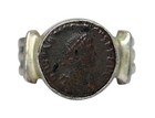 Ancient Roman Bronze Coin Solid 925 Sterling Silver Ladies Ring  Size 6 5 