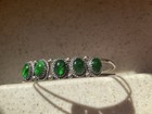 Navajo Nakai Sterling Silver Green Stone Cuff Bracelet Cabochons  Glass  