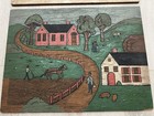 Vintage Black Americana Folk Art Painting On Board Unsigned