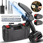 4  6  Mini Handheld Electric Chainsaw Cordless Chain Saw Wood Cutter W 2 Battery