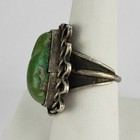 Vintage Southwestern Design Green Carved Turquoise Ring Size 8 25