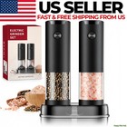 Electric Salt And Pepper Grinder Set  Automatic  Adjustable  Gift  2 Pack