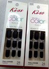 2 Boxes Of Kiss Salon Color Matte Black Artificial Glue On Nails Short