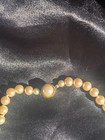 Vintage Faux Pink Pearl Necklace  Single Strand  Gold Toned Clasp  18in   a003 