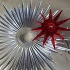 Vtg 8  Sputnik Atomic Starburst Tree Topper Plastic Red Clear Christmas  note