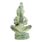 South East Asian Ancient Bronze Buddha Holding Stick Statue With Rare Patina