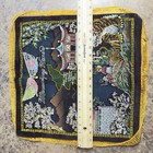 Vintage Asia Japan Souvenir Pillow Case Covers Fringe Black Multi Color