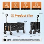 Nwh 34   Extra Long Collapsible Wagon  380lbs Large Capacity 150l  Black