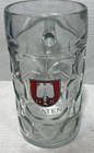 Set  2  1l Liter Dimpled Glass Beer Mug Stein Spaten   Paulaner Munchen Logo