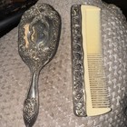 Vintage Silver Plated Vanity Comb And Brush Set