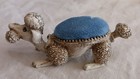 Vintage Florenza Blue Pin Cushion Gray Poodle Dog Sewing Metal Bobblehead Nodder