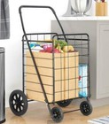 Whitmor Black Deluxe Utility Shopping Rolling Beach Cart Collapsible Hold 100lbs