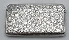 Antique Victorian Sterling Silver Calling Card Case 1898 Acanthus Scroll