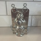 Vintage Metal Santa Claus Chocolate Mold With Clips Christmas Father Christmas