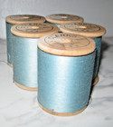 Lot Of 5 Antique Clark s Sewing Thread Spools 122 Left Twist Wood Spool Blue