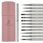 12pcs Nail Art Brushes  Nail Gel Polish Painting Brush Nail Liner Brush  Silver