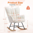 Rocking Chair Nursery  Teddy Upholstered Glider Rocker With High Backrest  Readi