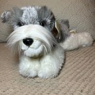 Nwt Miyoni By Aurora  Schnauzer 15    Plush Laying Gray Dog Puppy Stuffed Toy New
