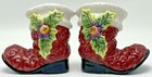Fitz And Floyd Christmas Salt And Pepper Shakers Santa Claus Boots