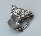 Sterling Silver Equestrian Horse Head Pin Vintage 1950 s 3 4  X 3 4 